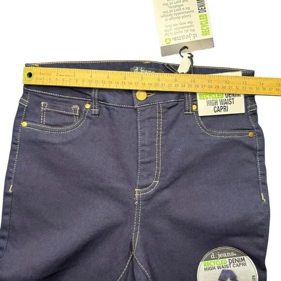 NWT D. Jeans Recycled Denim High Waist Capri Womens 6 Dark Blue - Picture 7 of 9